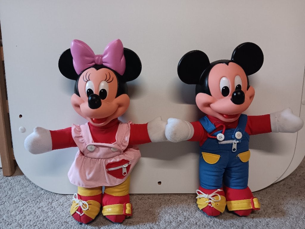 Mickey en Minnie vintage aankleedpoppen, Verzamelen, Disney, Ophalen, Mickey Mouse, Zo goed als nieuw, Knuffel