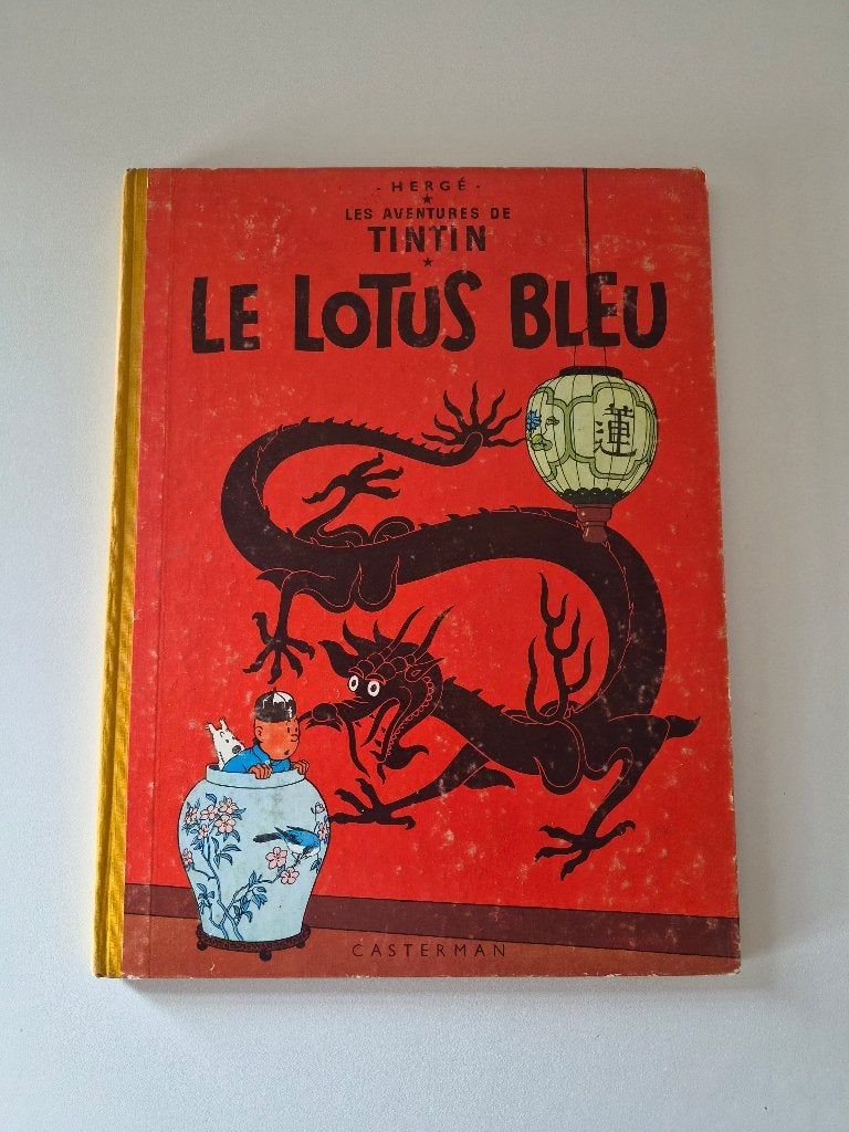 Kuifje / Tintin, Le Lotus Bleu, 1958, Ophalen of Verzenden, Kuifje, Gebruikt, Boek of Spel