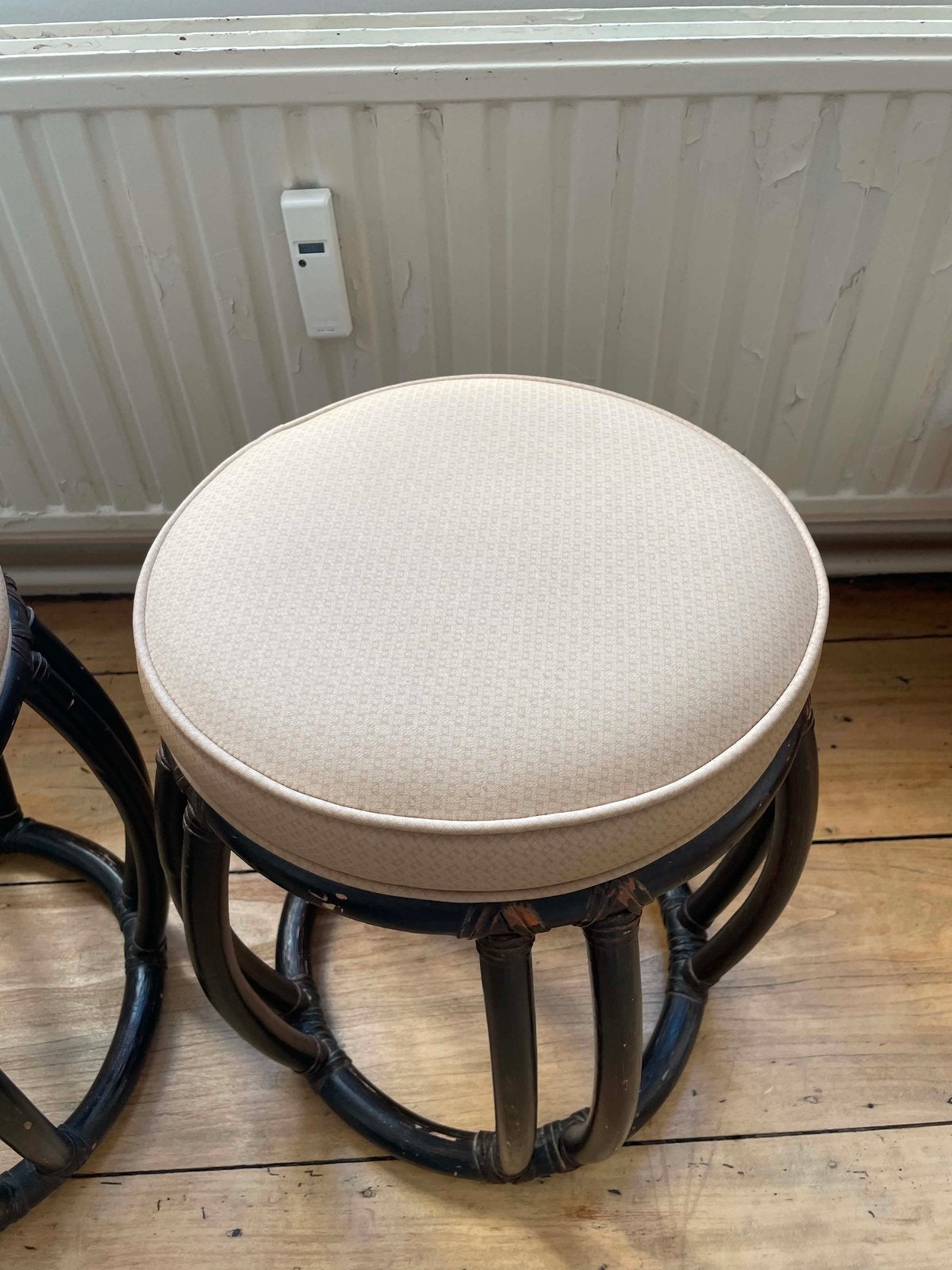 Lot de 2 tabourets en rotin, Ophalen, Gebruikt, Rond, Hout