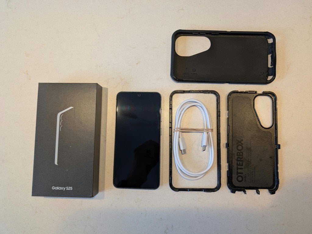 Samsung Galaxy S25 256GB Zwart + Otterbox Drop+ Case, Telecommunicatie, Mobiele telefoons | Samsung, Gebruikt, Overige modellen