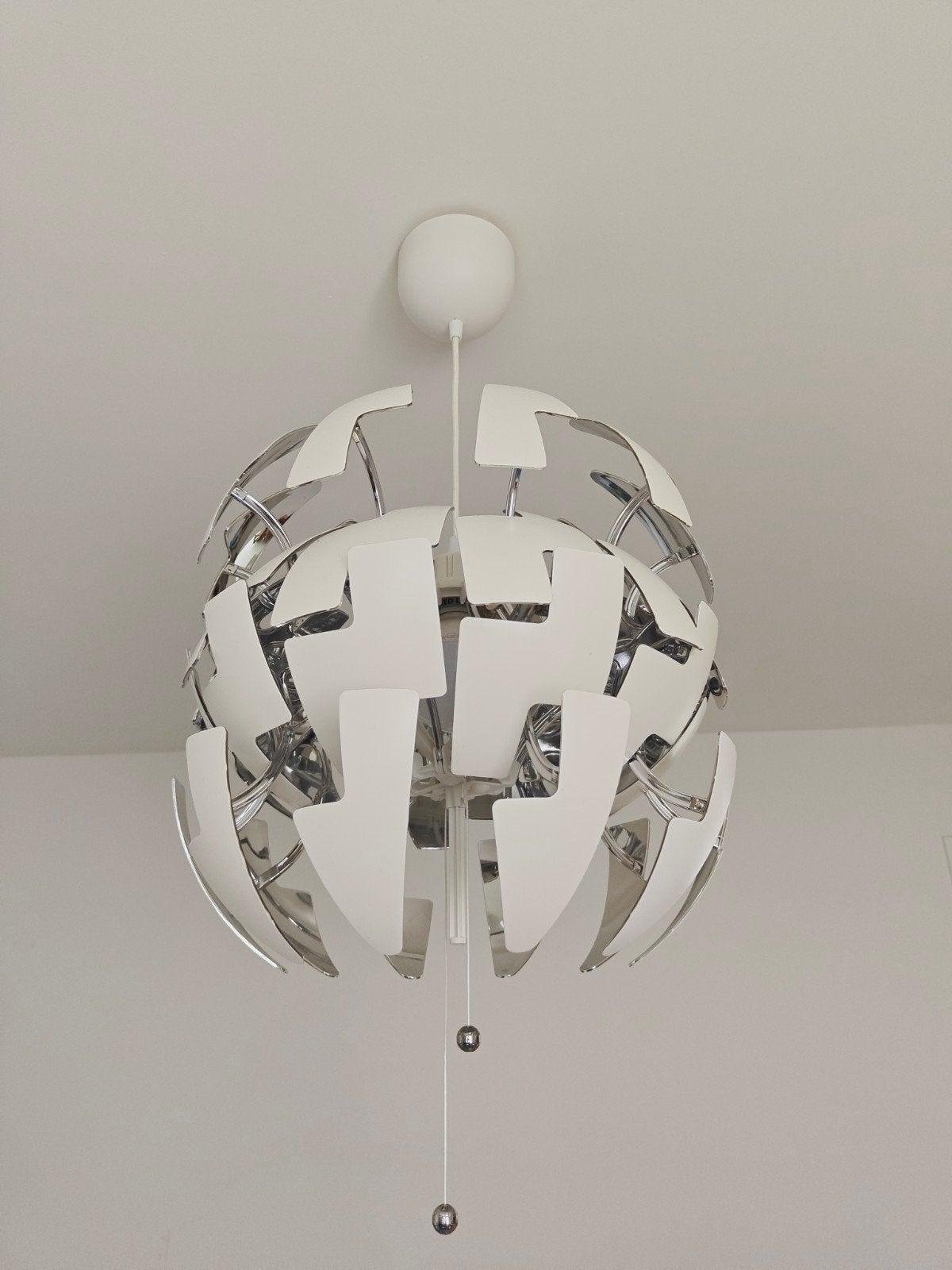 luster ikea ps2014 wit zilver 35cm, Maison & Meubles, Comme neuf, Synthétique, Enlèvement, E27 (grand)