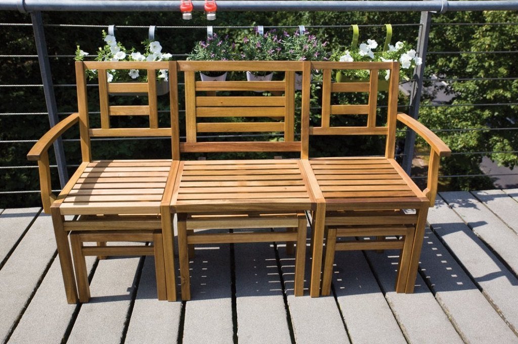 Houten bank - chitchat meubel - 5 delige tuinset balkonset, Tuin en Terras, Tuinsets en Loungesets, Ophalen, 5 zitplaatsen, Nieuw