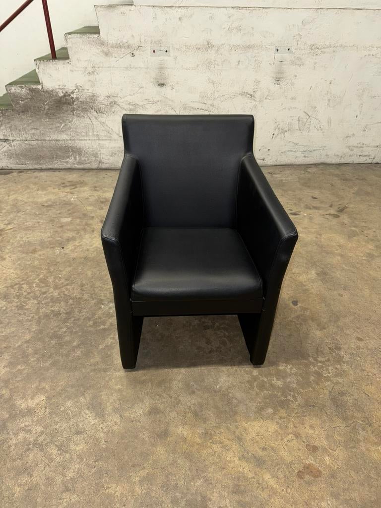 Mooie zwarte fauteuil / clubzetel, Enlèvement, Utilisé, Moins de 75 cm, 50 à 75 cm