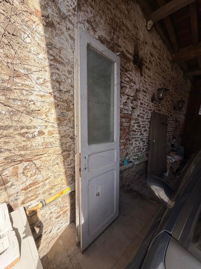 Portes ANCIENNES (coulissante) avec verries d’origine, Porte intérieure, Enlèvement, Utilisé, Moins de 80 cm