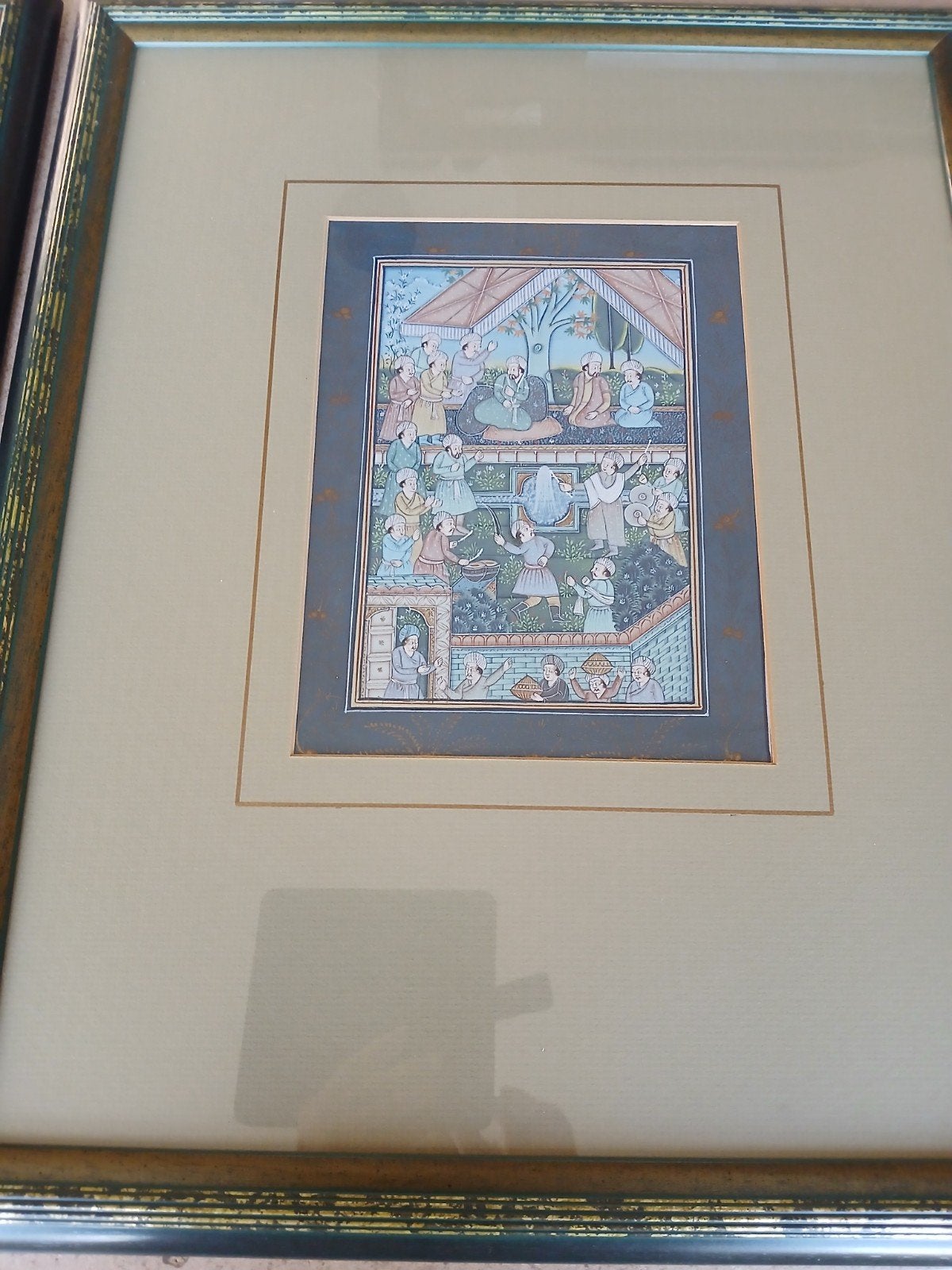Twee bij elkaar passende Indische miniatuurkunst tekeningen., Antiek en Kunst, Ophalen of Verzenden
