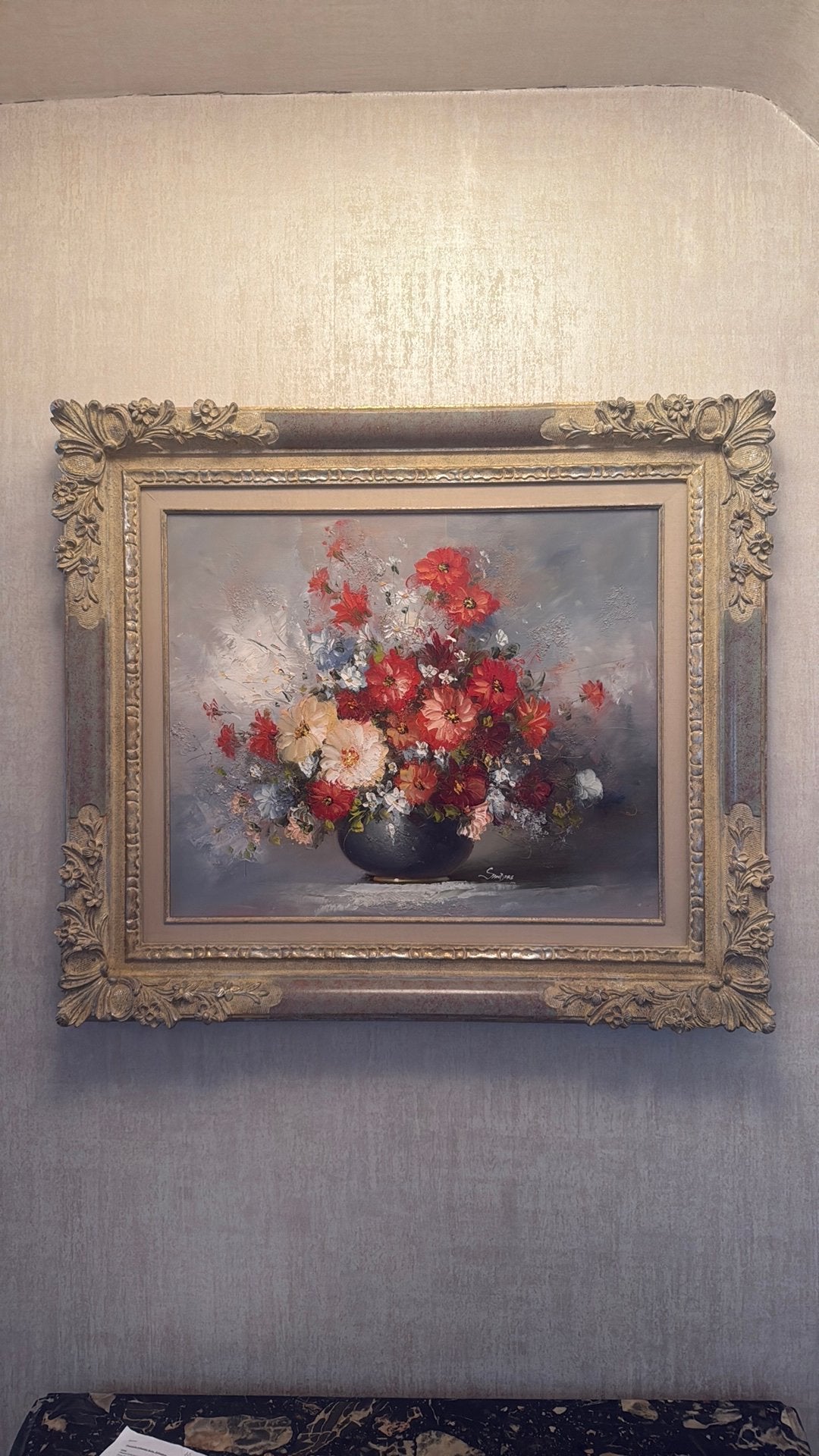 Peindre des fleurs dans un cadre, Cadre spécial, Peinture à l'huile, Enlèvement, Fleurs