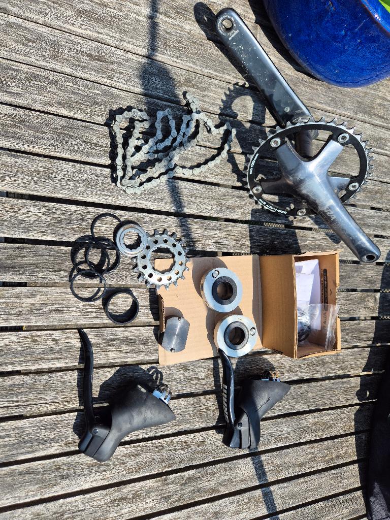 Singlespeed set, Fietsen en Brommers, Fietsonderdelen, Zo goed als nieuw, Crankstel of Pedalen, Overige materialen, Gravelbike