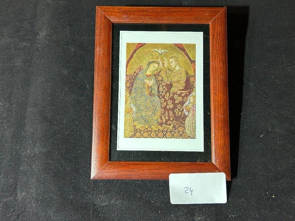 Gravure religieuse ancienne L'Annonciation Max Jaffé Wien, Enlèvement