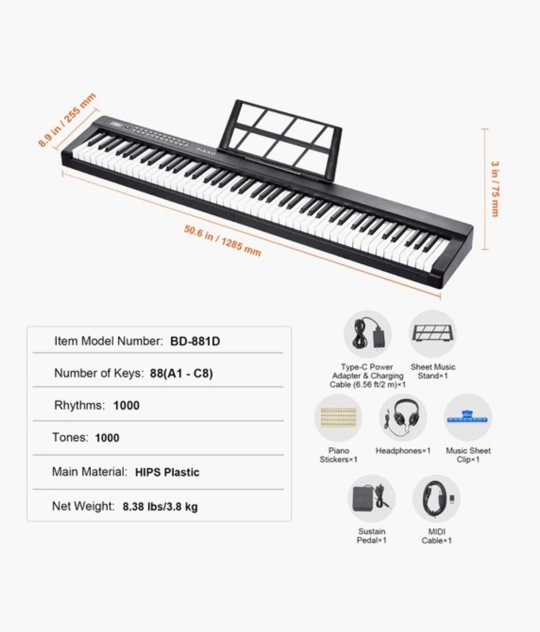 NIEUW keyboard 88 toetsen, Musique & Instruments, Claviers, Enlèvement, 88 touches