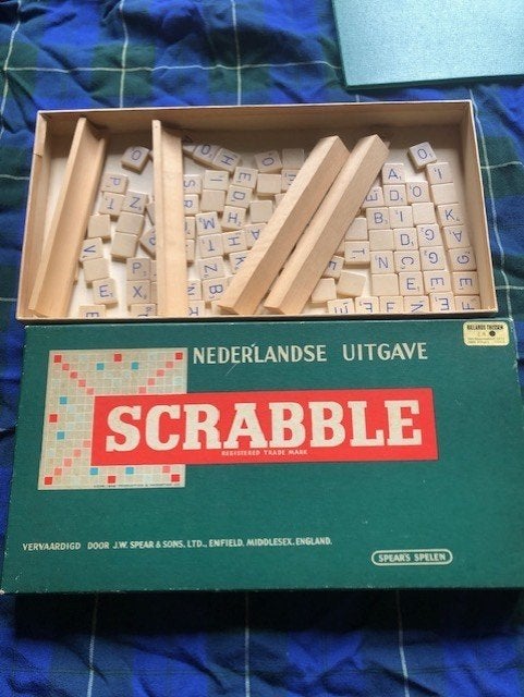 scrabble met houten blokjes, Ophalen, Gebruikt