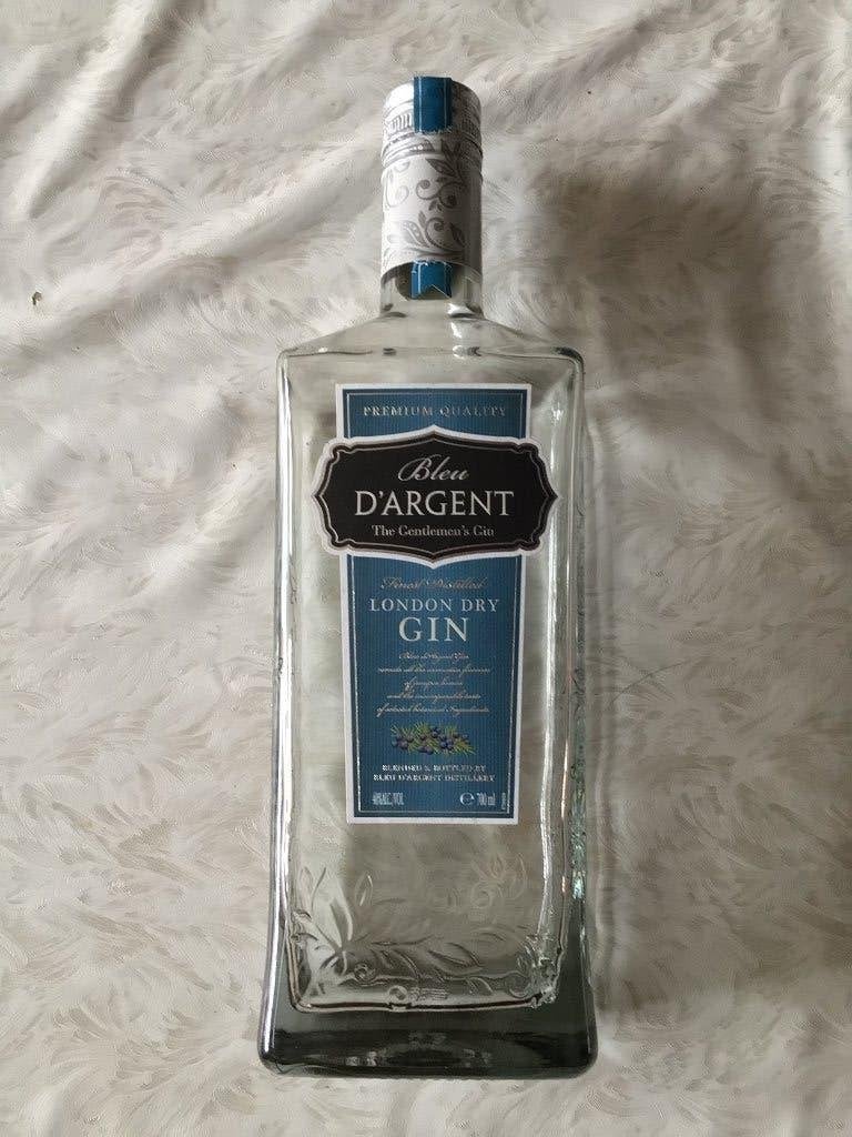 Bouteille de gin Blue d'Argent vide London dry, Collections, Marques & Objets publicitaires, Enlèvement ou Envoi