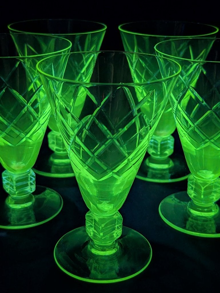 5x "Vietnam" Glasses Art Déco Made in Belgium, Antiek en Kunst, Antiek | Glaswerk en Kristal, Verzenden