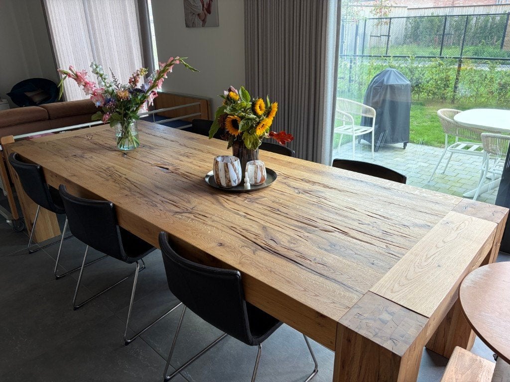 eiken eettafel, Huis en Inrichting, Ophalen, 100 tot 150 cm, Eikenhout, 200 cm of meer