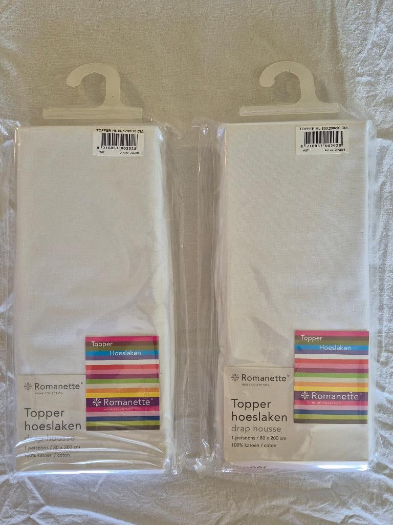 Art. 849 TOPPER - Hoeslakens, Eenpersoons, Nieuw, Ophalen of Verzenden, Wit