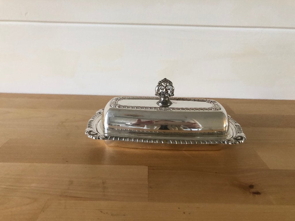 Beurrier ancien en métal argenté, Antiquités & Art, Enlèvement ou Envoi, Argent