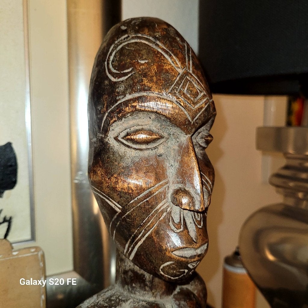 Statue fétiche Songye nkishi africaine ANCETRE, Bois, Enlèvement ou Envoi, Brun, Patiné