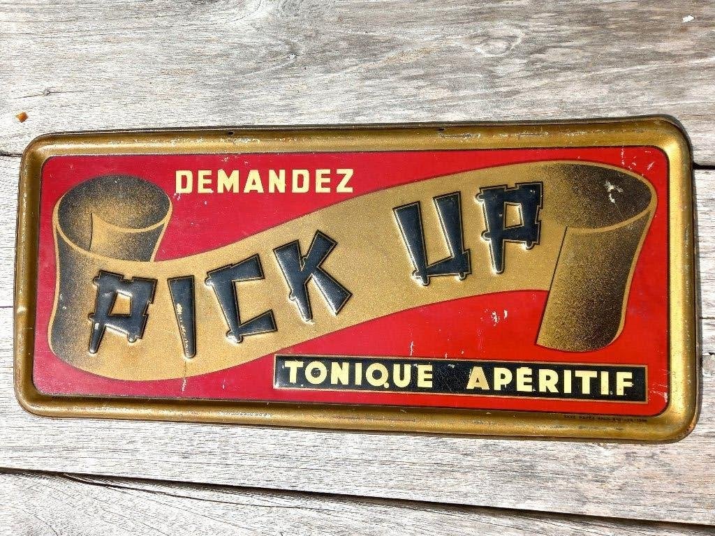 reclamebord 1936 Pick Up Aperitif, Ophalen of Verzenden, Zo goed als nieuw, Reclamebord