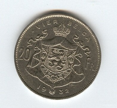 België: 20 frank of 4 belga 1932 VL (A) = morin 379 A, Verzenden, Losse munt