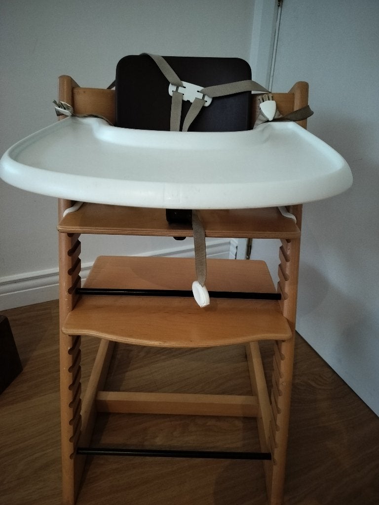 Tripp trapp met accessoires eetstoel, Ophalen, Gebruikt, Meegroeistoel, Afneembaar eetblad