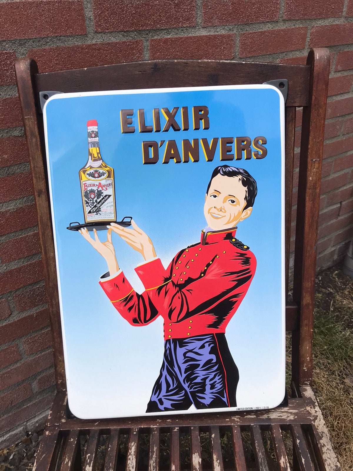 Panneau publicitaire en émail Elixir D'Anvers, Enlèvement ou Envoi, Utilisé, Panneau publicitaire