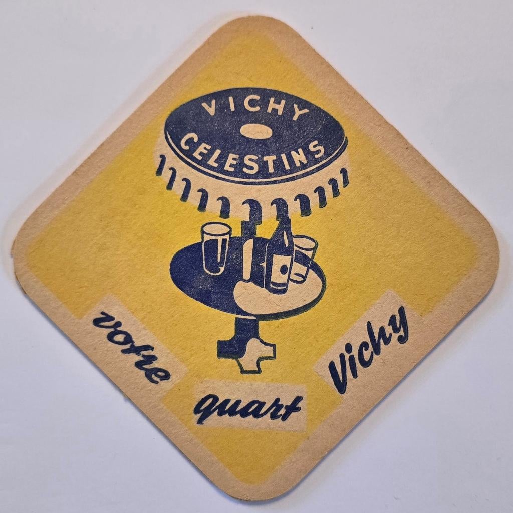Bierviltje Bierdeckel Onderzetter van Vichy Celestins, Verzamelen, Ophalen of Verzenden, Gebruikt, Viltje(s)