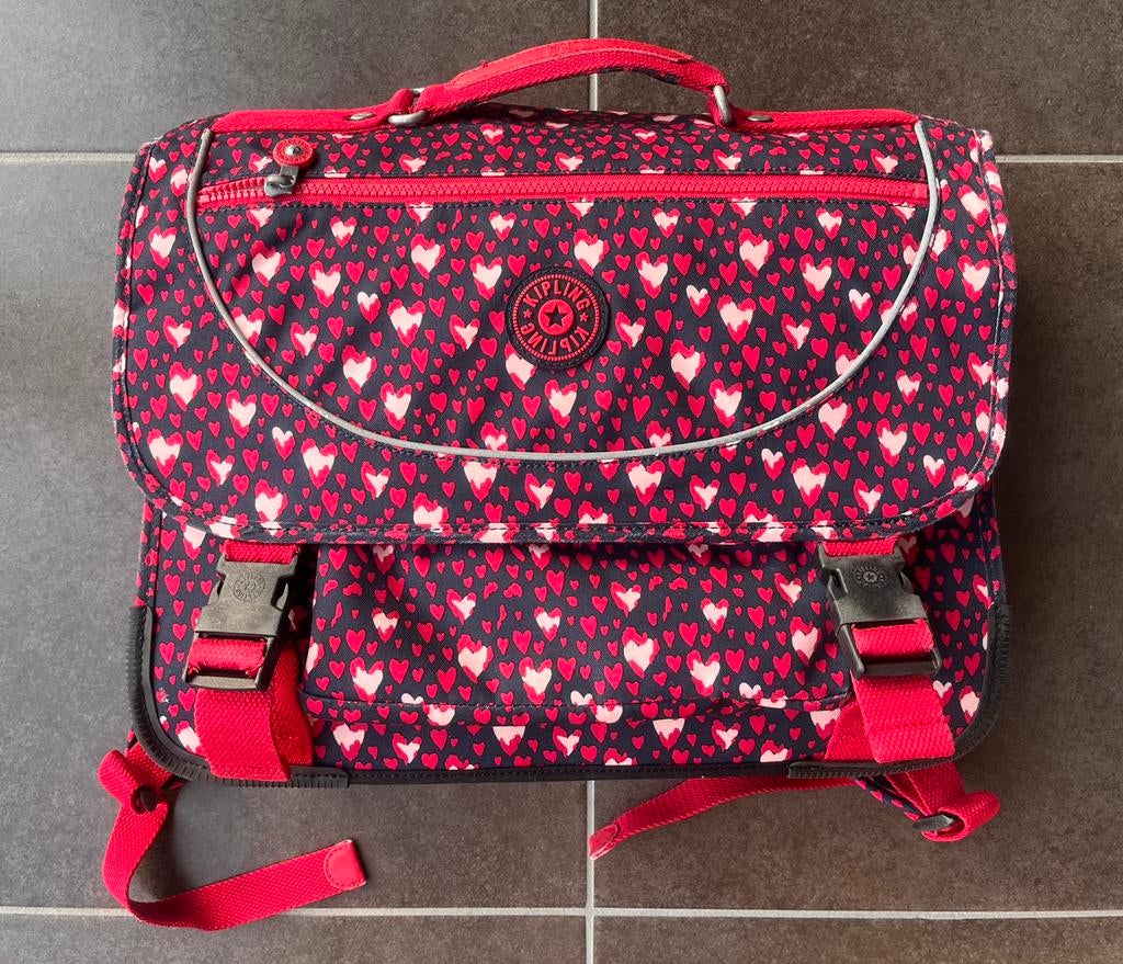 Boekentas + bijhorende pennenzak “kipling”, Handtassen en Accessoires, Tassen | Schooltassen, Ophalen, Gebruikt, Rood, Aktetas of Boekentas