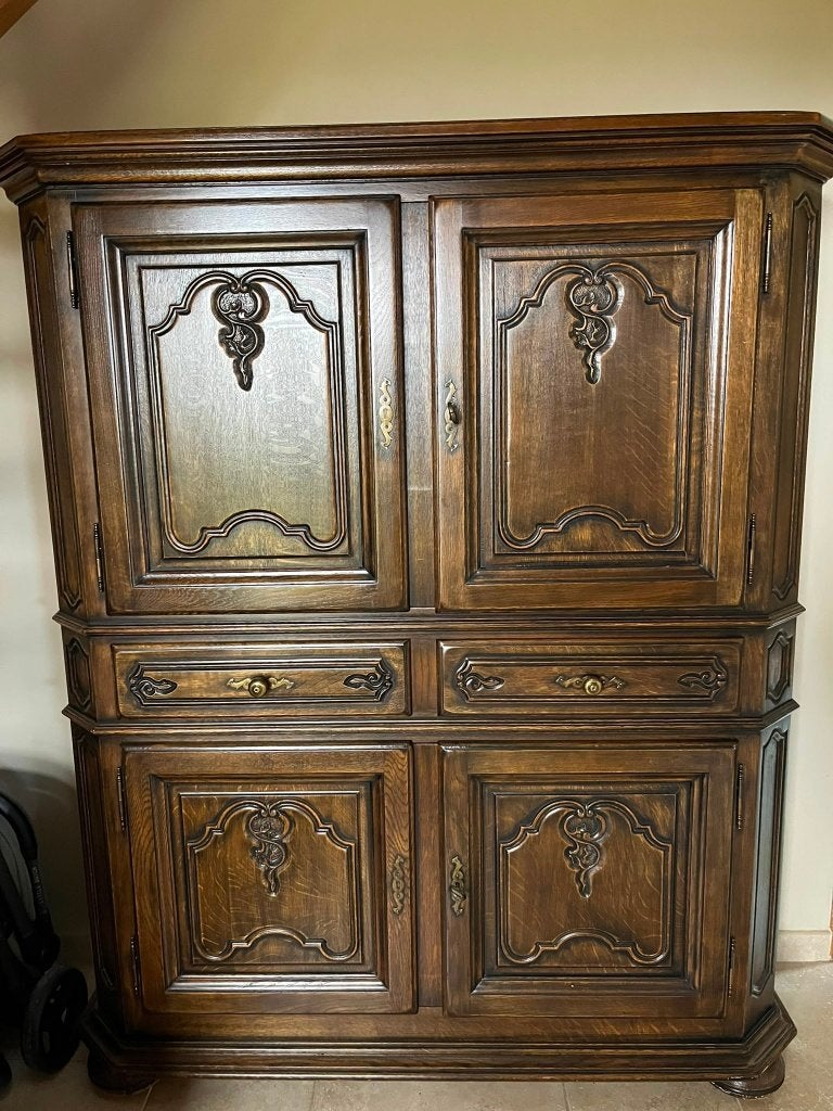 Massief eiken kasten en tafel, Antiek en Kunst, Ophalen