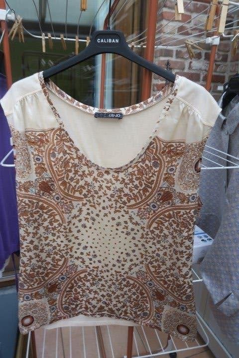 Topje zijde print bruin beige Liu Jo mt 42 (it 46), Kleding | Dames, Liu Jo, Beige, Maat 42/44 (L), Nieuw