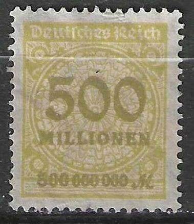 Allemagne 1923 - Yvert 305 - Reich allemand - 500 Mn (ZG), Envoi, Non oblitéré