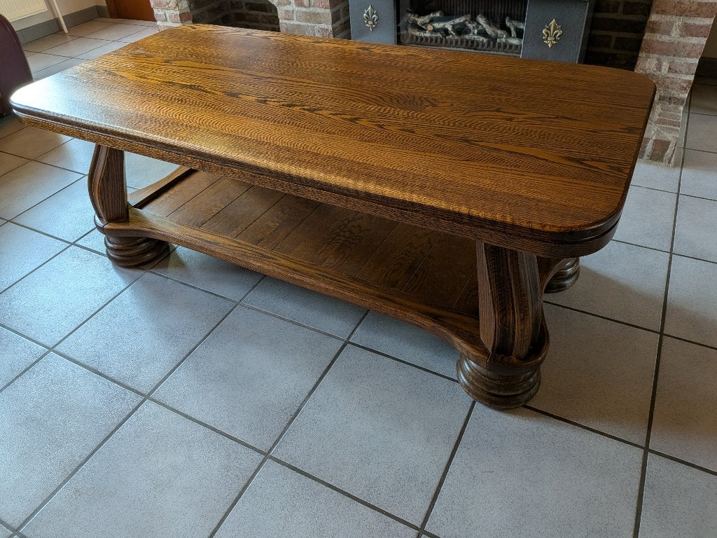 massief eiken salontafel, Maison & Meubles, Tables | Tables de salon, Enlèvement, Utilisé, 50 à 100 cm, Chêne