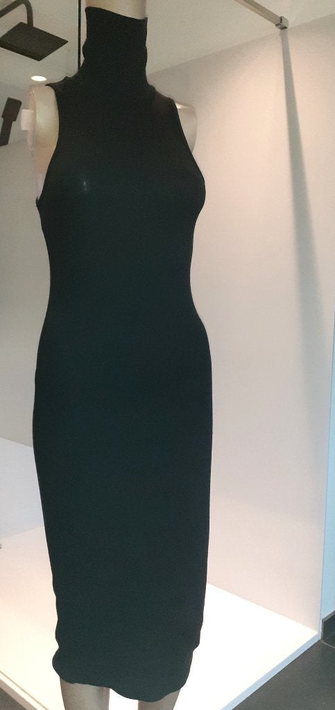 Midi jurk geribbelde zwartgrijze coljurk Zara XS-S, Kleding | Dames, Zwart, Nieuw, Ophalen of Verzenden, Maat 34 (XS) of kleiner