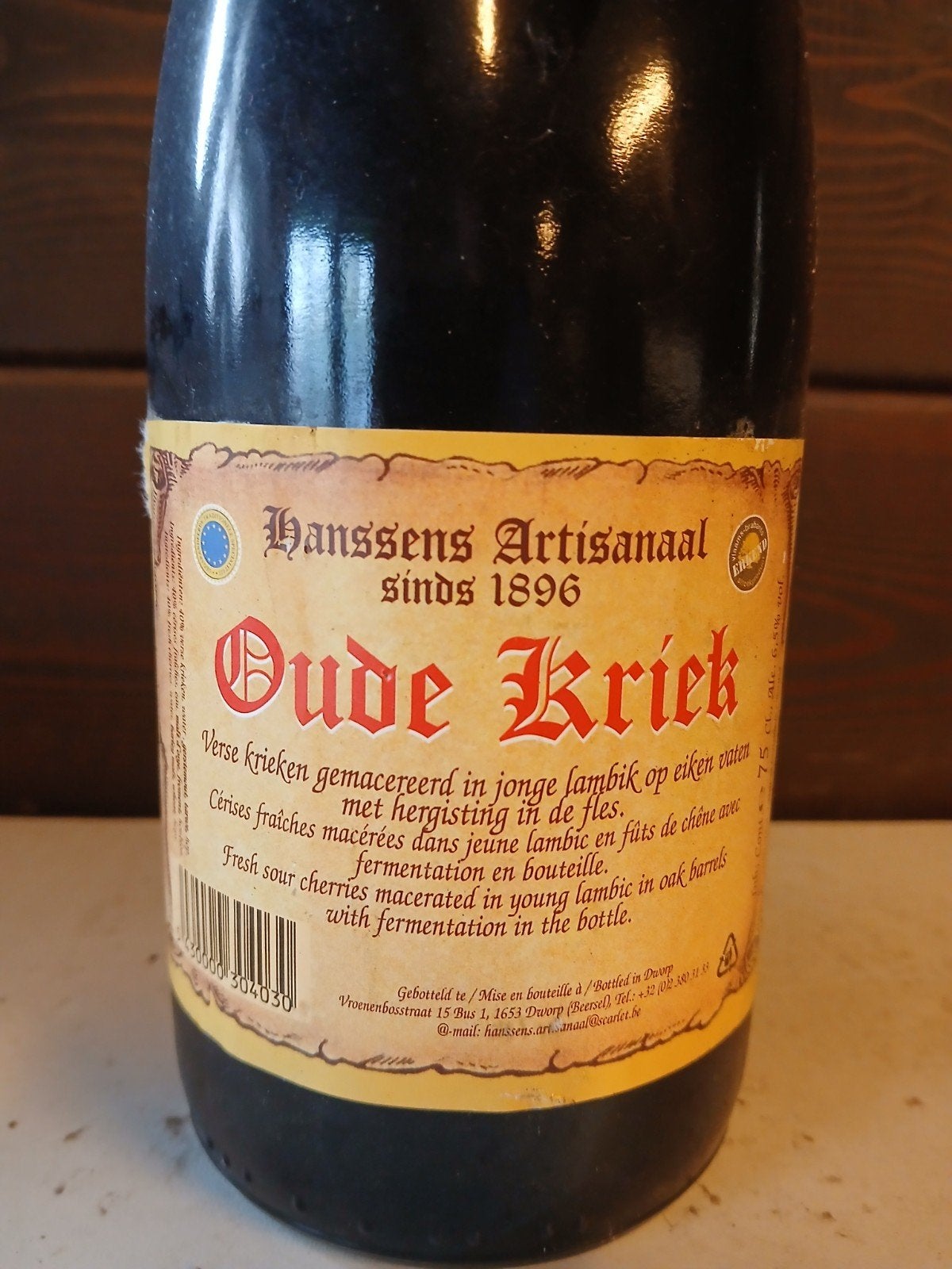 Fles oude kriek Hanssens 2017, Ophalen of Verzenden