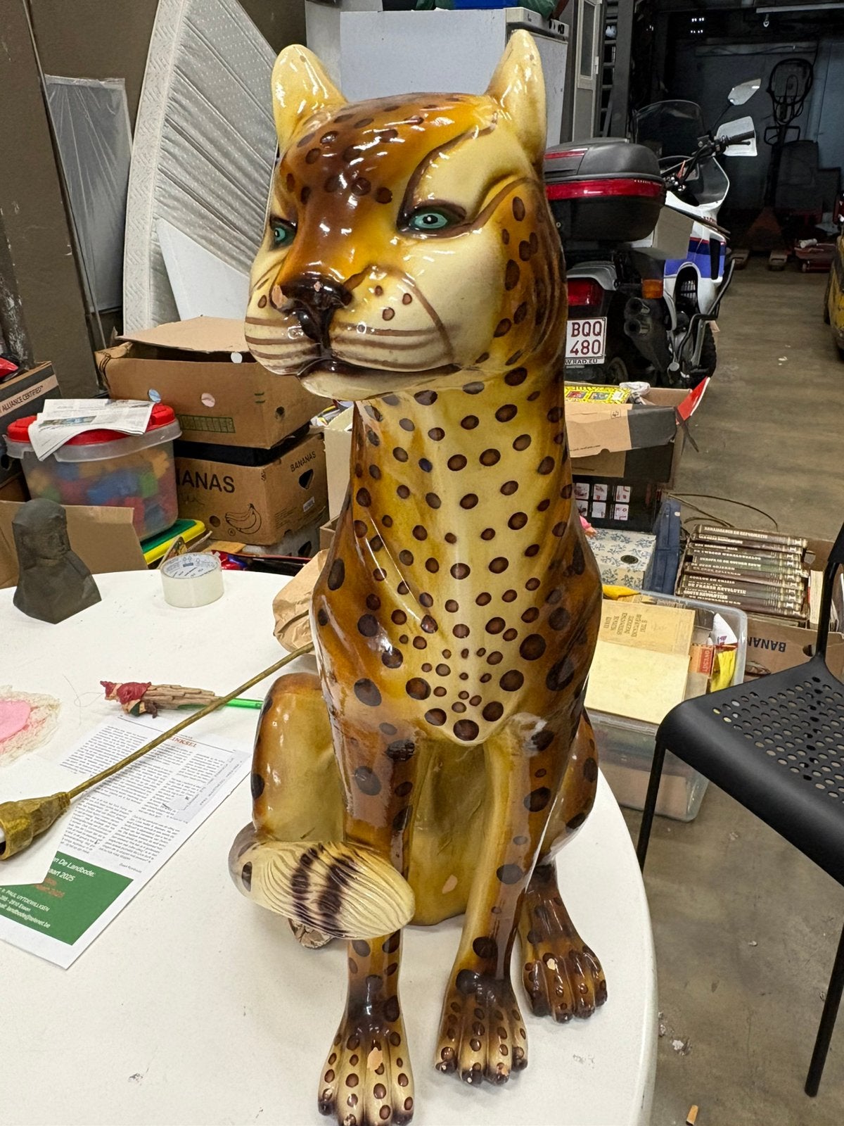 Groot Vintage Keramische Cheet  Luipaard  Hollywood Regency, Ophalen, Gebruikt