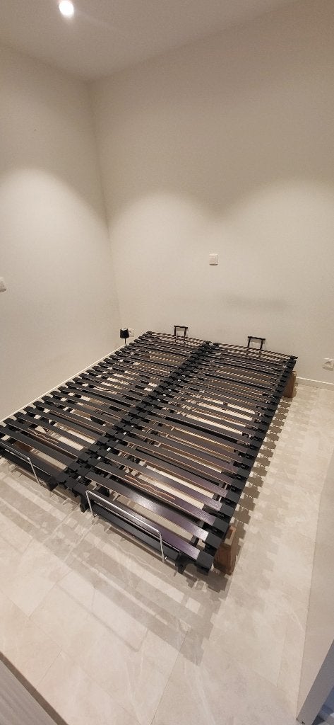 LATTENBODEM MET MATTRAS, Huis en Inrichting, Ophalen, Gebruikt, Tweepersoons, Matras