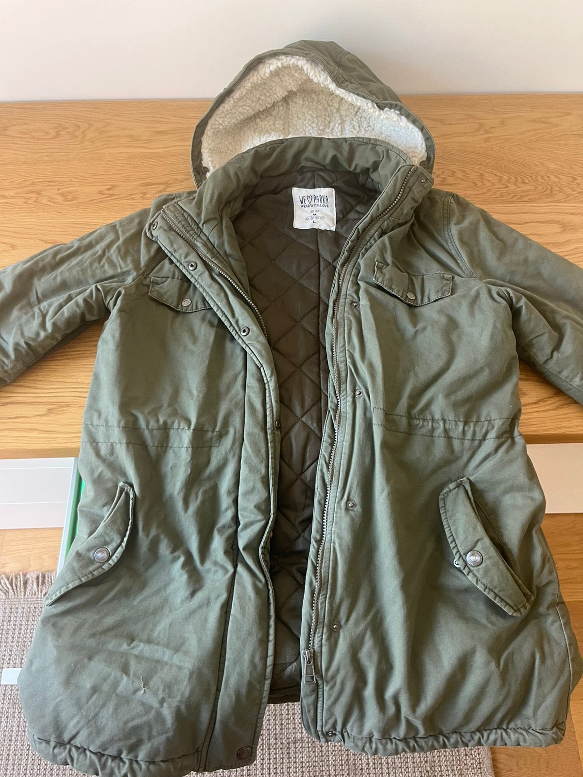 Zachte herst-winterparka, Ophalen, Zo goed als nieuw, Maat 38/40 (M), Groen