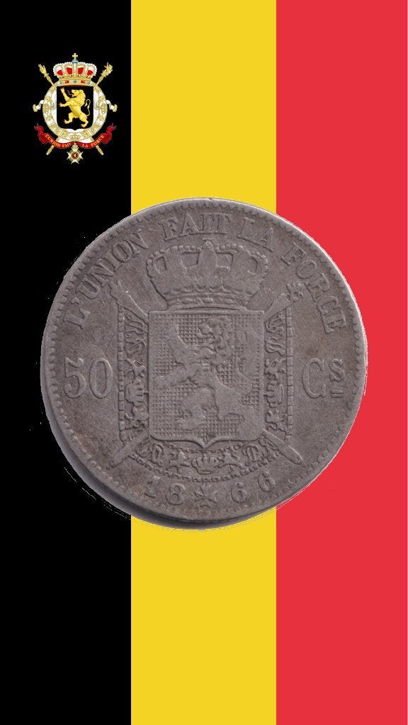 50 cent 1866 FR - Leopold II, Postzegels en Munten, Munten | België, Verzenden, Zilver, Losse munt, Zilver