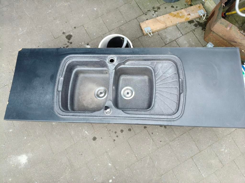 Spoeltafelblad, Doe-het-zelf en Bouw, Ophalen, Zo goed als nieuw, Inox, Wastafel
