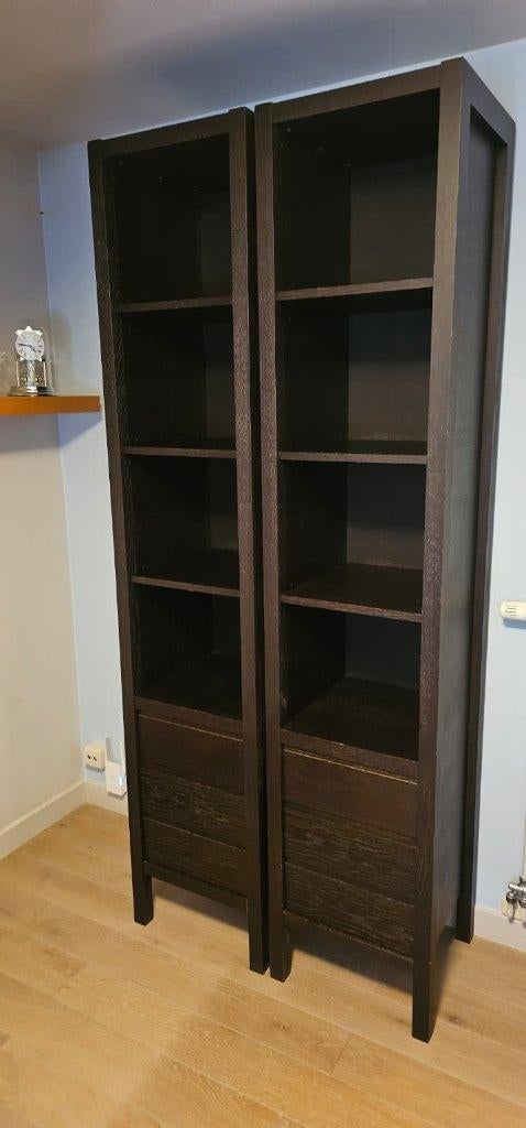 Set van twee kastjes in Wengé, Huis en Inrichting, Kasten | Boekenkasten, Gebruikt, Minder dan 50 cm, 200 cm of meer, 25 tot 50 cm