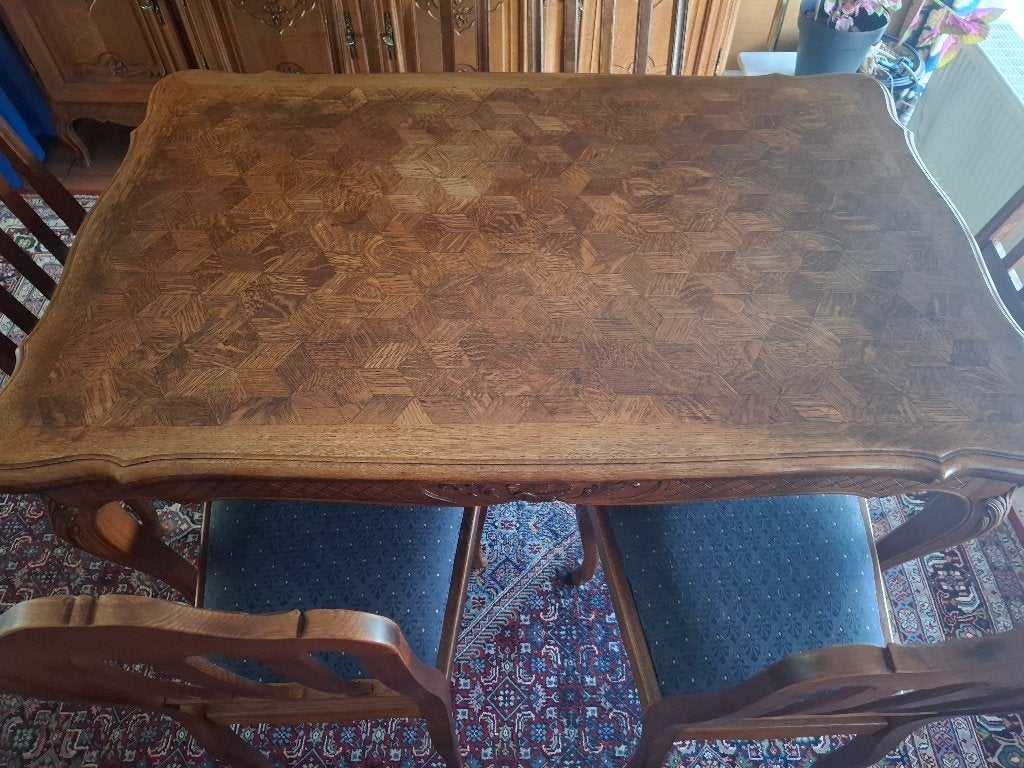 table en chêne plus 6 chaises, Maison & Meubles, 100 à 150 cm, Cinq personnes ou plus, Enlèvement, Utilisé