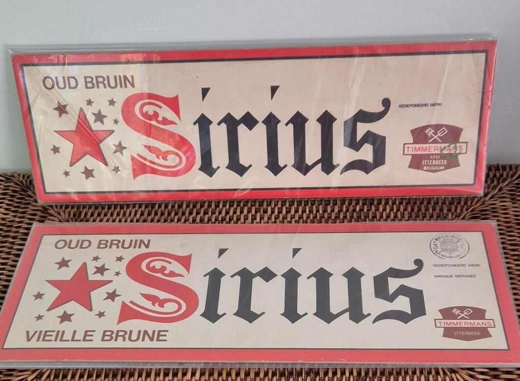 2 reclame bordjes Sirius Oud bruin bier /Timmermans/België, Verzamelen, Ophalen