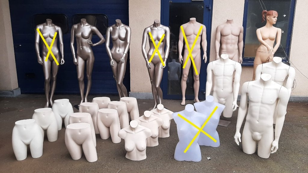 Lot de 25 mannequins de vitrine, buste, bassins, Prix divers, Enlèvement