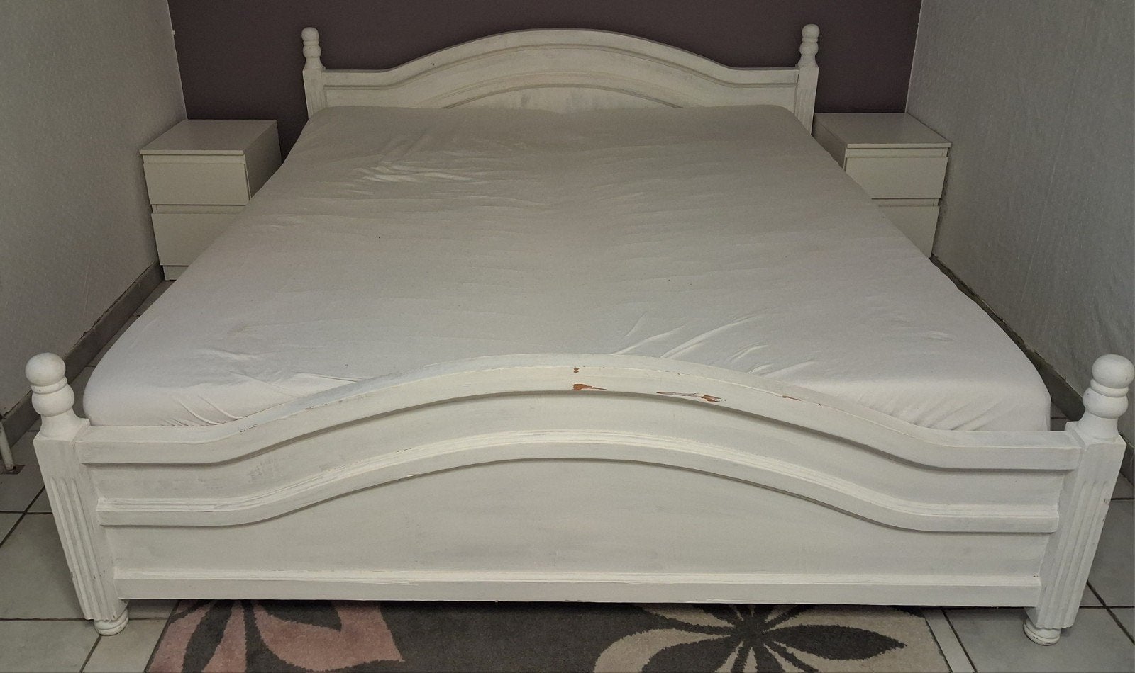 Tweepersoonsbed van 180x200 cm elektrisch verstelbaar, Ophalen, Wit
