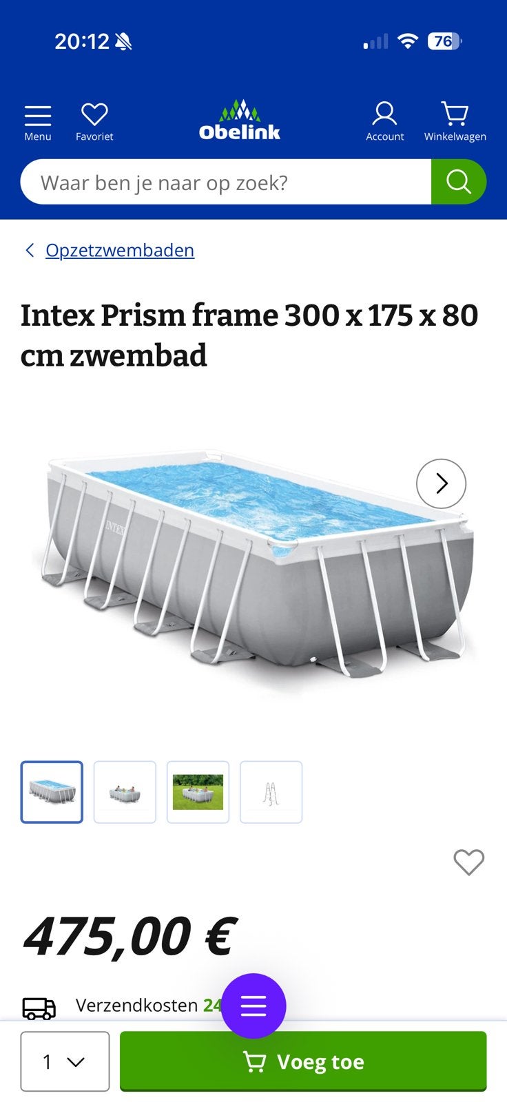 Zwembad INTEX prism 300x175x80 NIEUW!!, Tuin en Terras, Ophalen, 80 tot 120 cm, Nieuw, Minder dan 200 cm