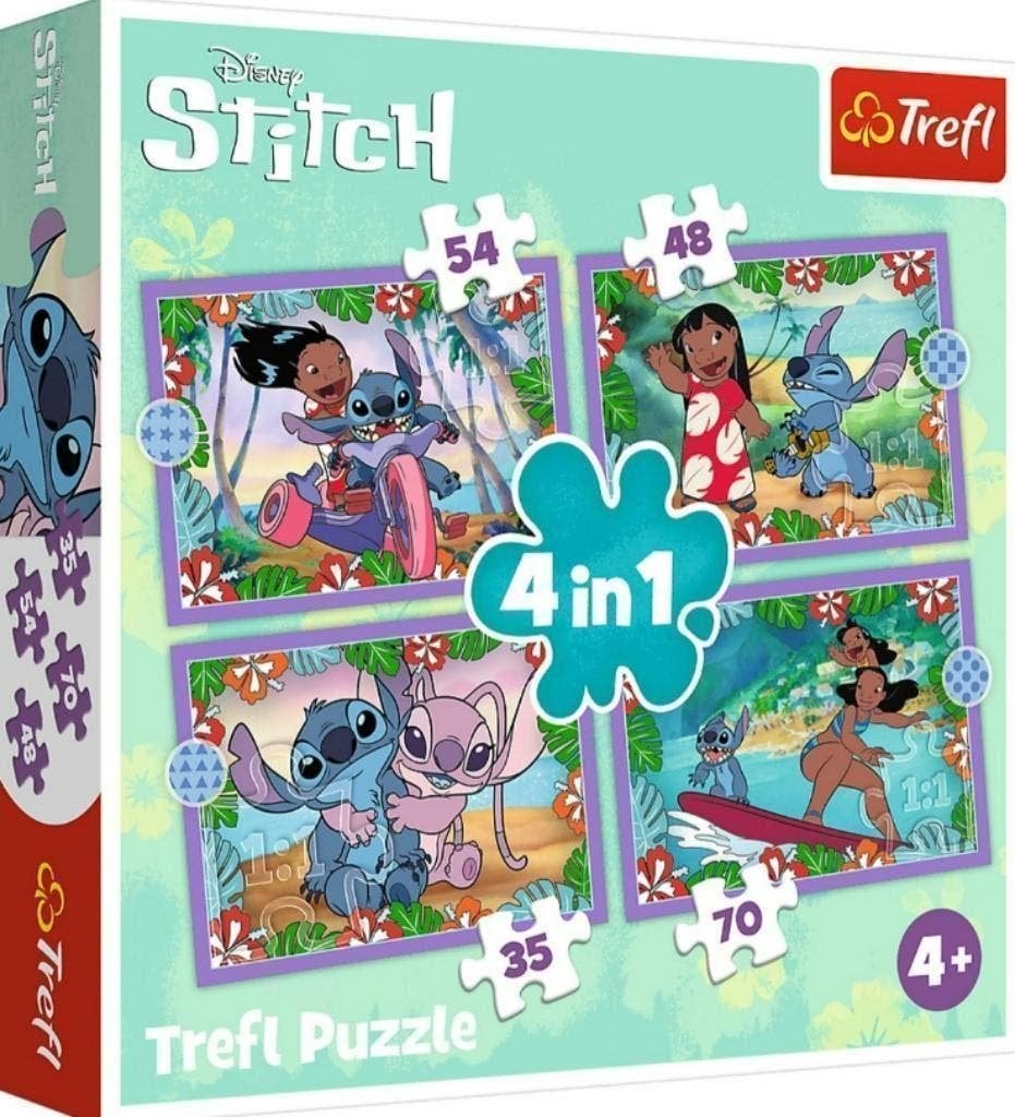 Lilo en Stitch 4 in 1 Puzzel - 35/48/54/70 stukjes - Disney, Kinderen en Baby's, Ophalen of Verzenden, Nieuw, 4 tot 6 jaar