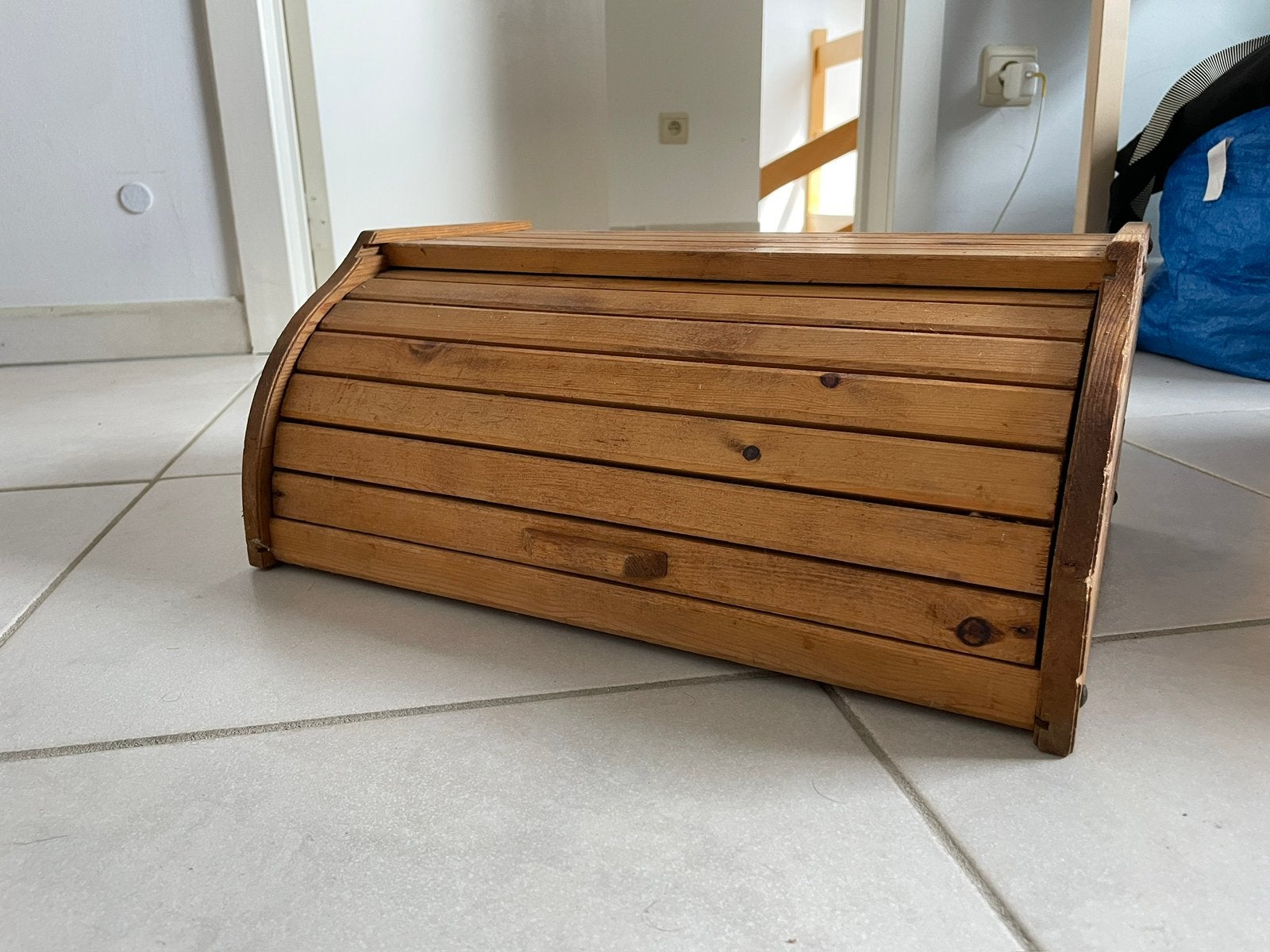 Vintage houten broodtrommel, Ophalen, Zo goed als nieuw