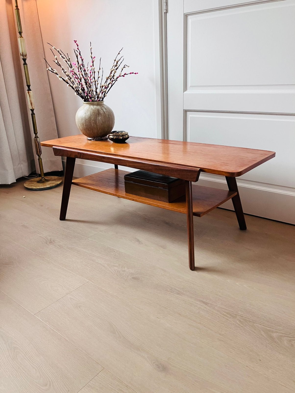 Prachtige Vintage teak salontafel, Ophalen, 100 tot 150 cm, 50 tot 100 cm, Zo goed als nieuw