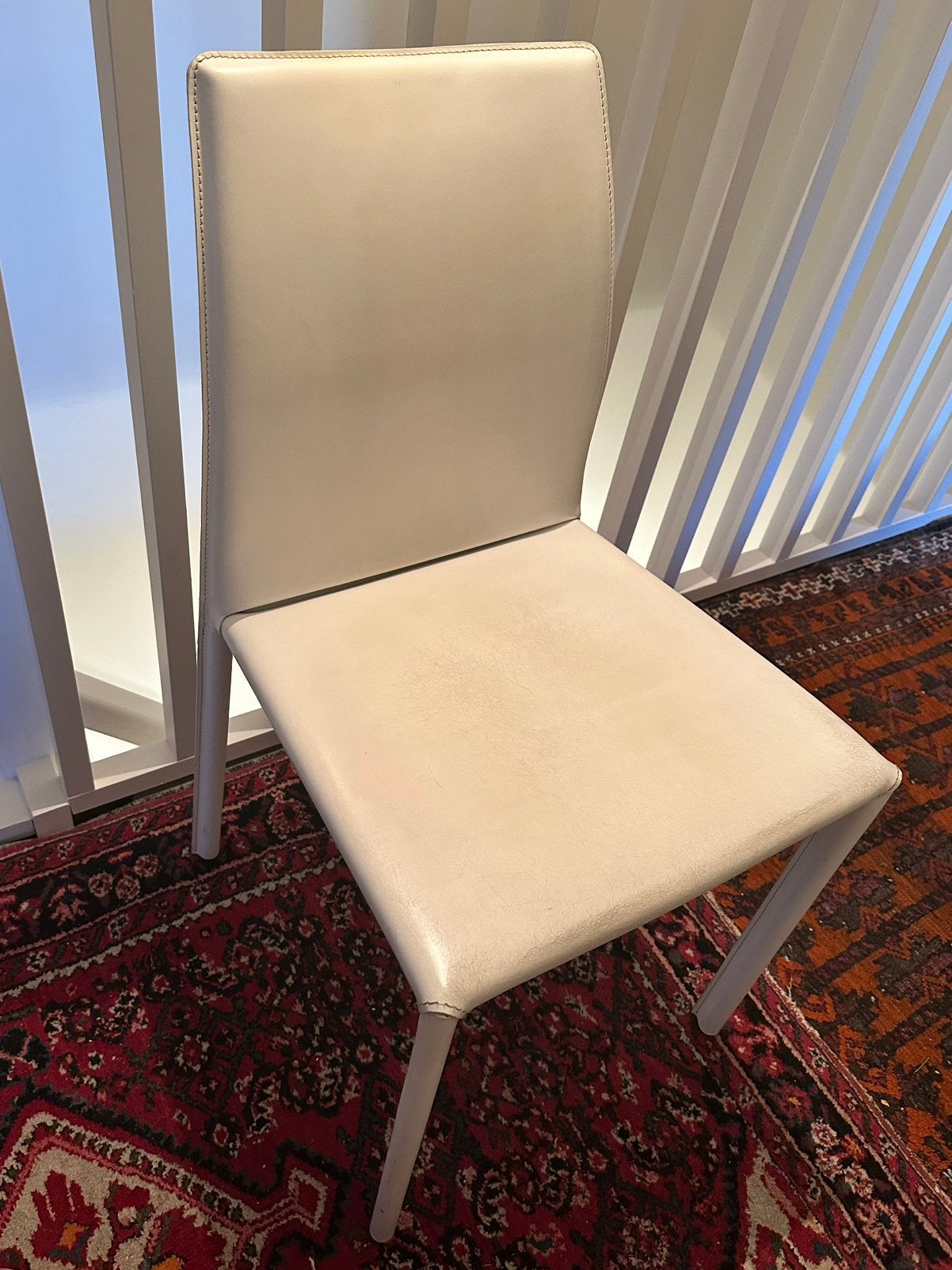 Chaises blanches en cuir (8), Maison & Meubles, Enlèvement, Utilisé, Cuir