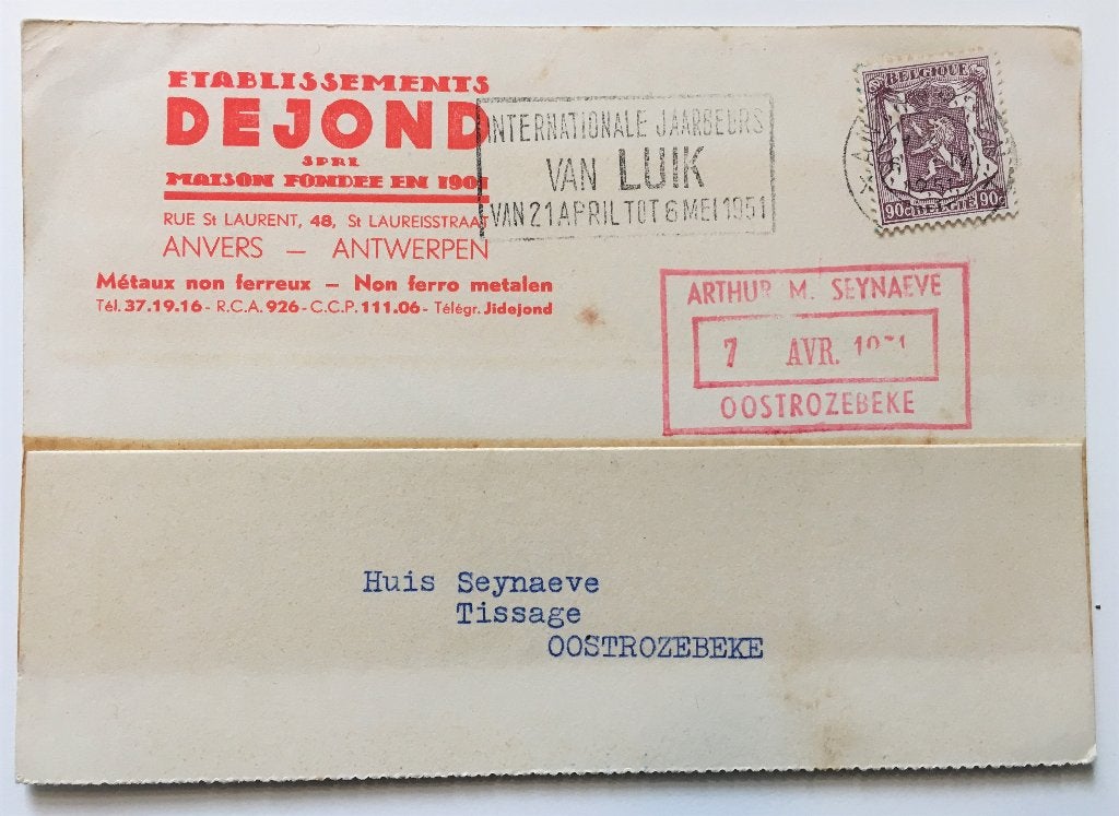 briefkaart Dejond Antwerpen 1951, Verzamelen, Ophalen of Verzenden, 1940 tot 1960, Antwerpen