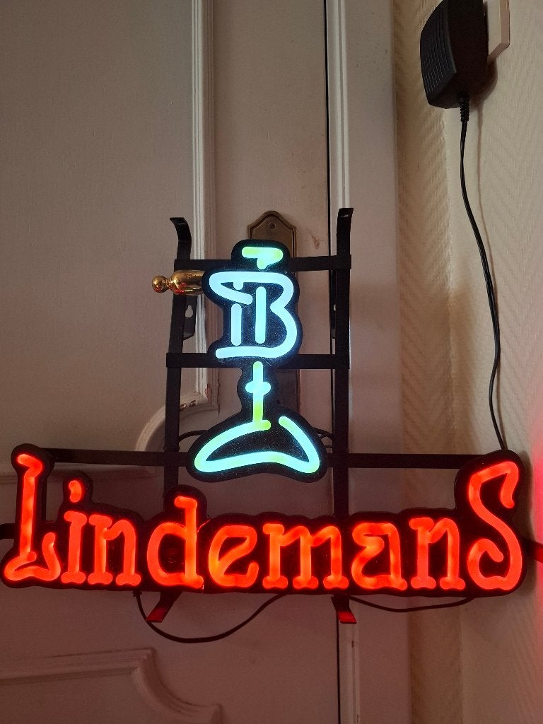 Lichtreclame Lindemans bier, Ophalen of Verzenden, Zo goed als nieuw, Lichtbak of (neon) lamp