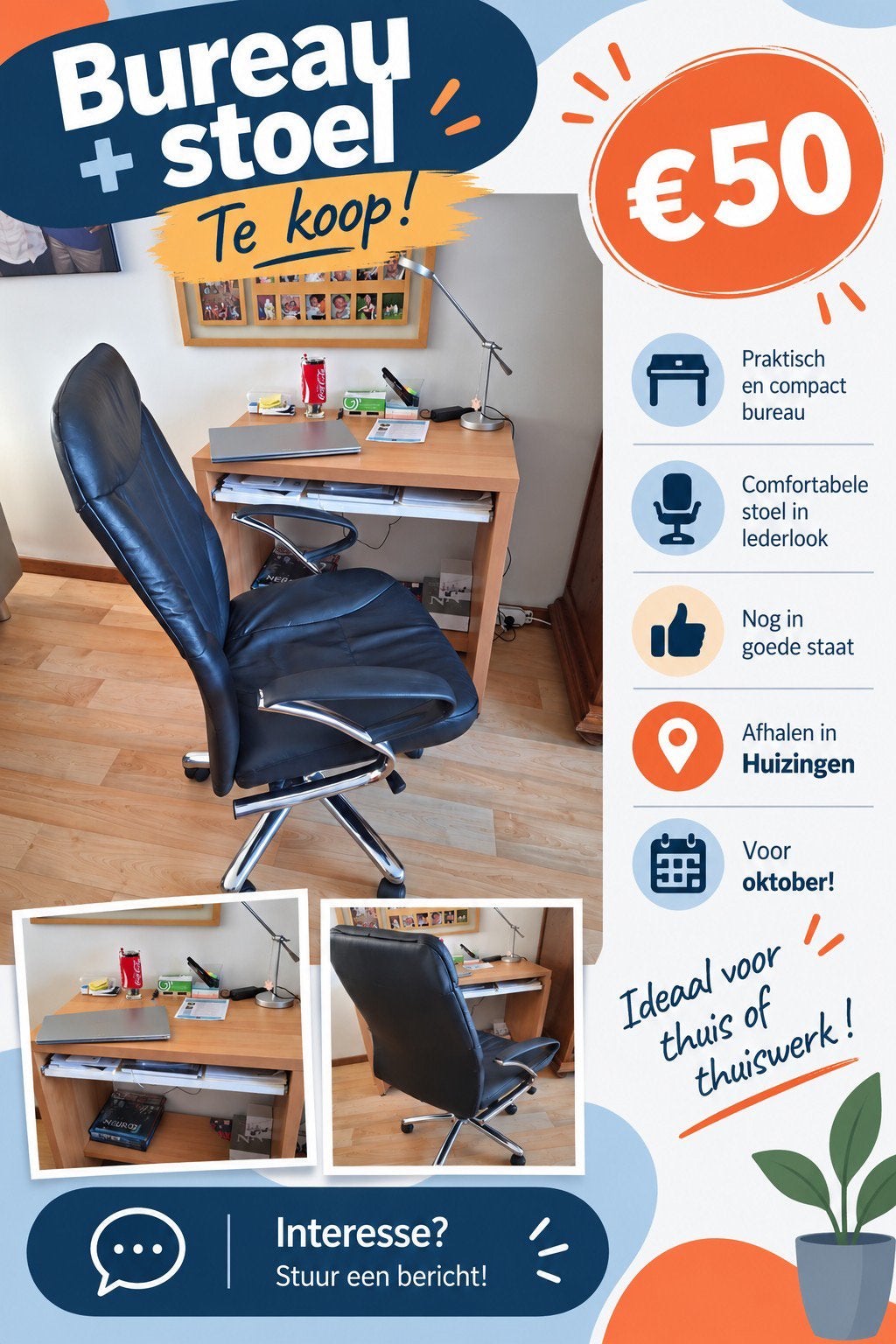 Bureau + stoel, Enlèvement, Utilisé